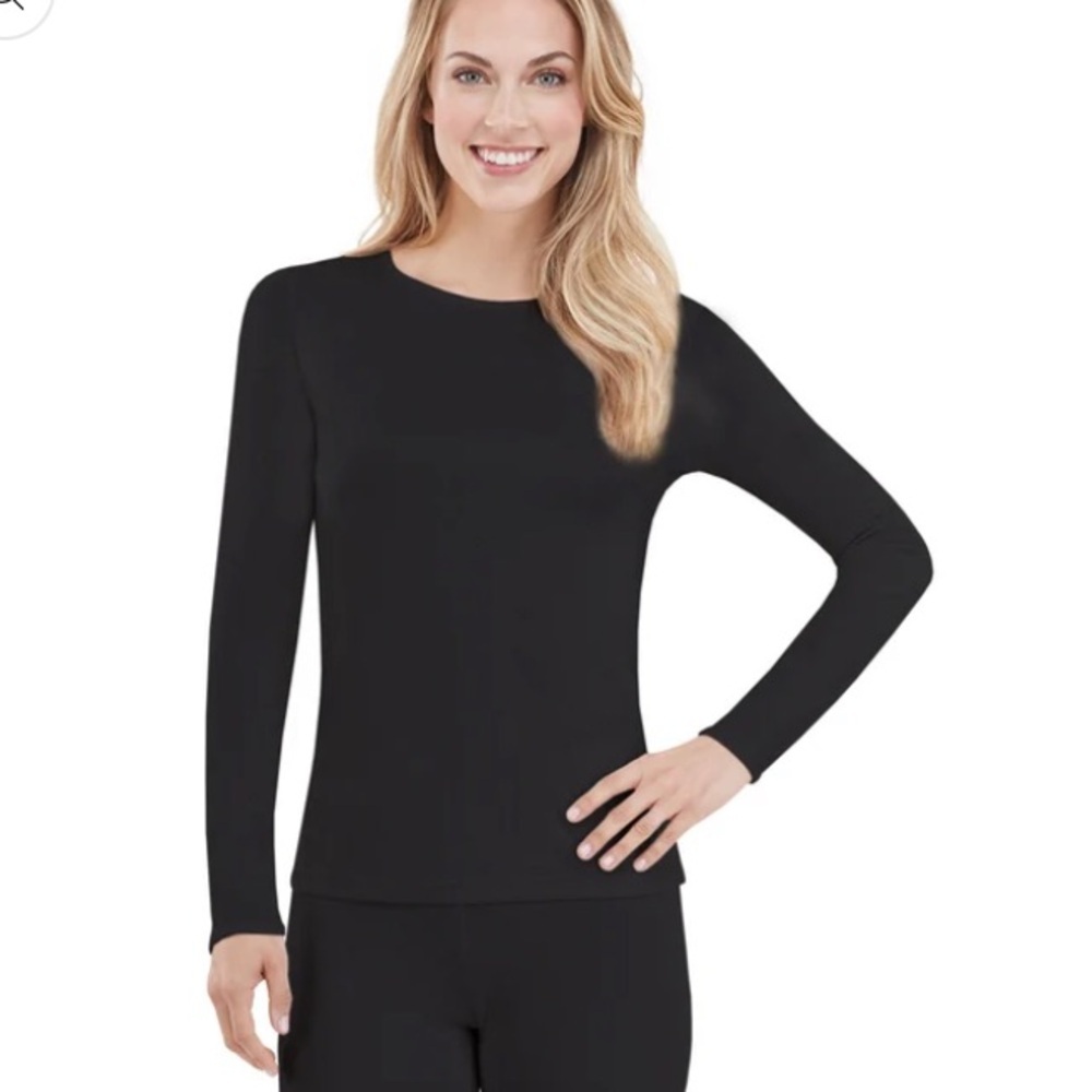 Women's CuddlDuds Long-Sleeve Crewneck layering Top - Black Sz M NWT